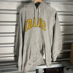 Y2K Steve & Barry's Idaho Hoodie Gray Arch Spell Out Pullover Mens XL No Tag